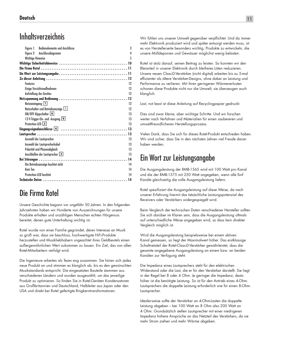 ROTEL Five Channel Power Amplifier RMB-1565 User Manual | Page 11 / 26