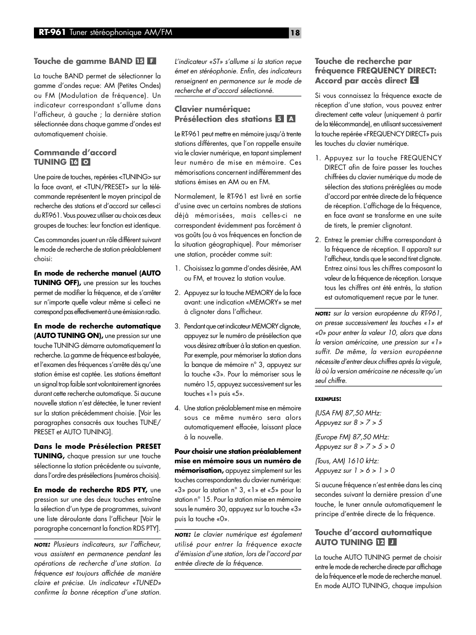 ROTEL RT-961 User Manual | Page 18 / 48