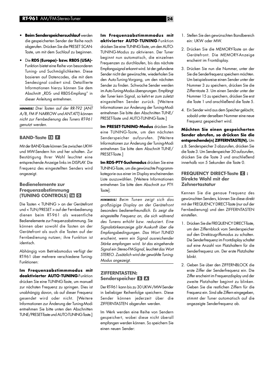 ROTEL RT-961 User Manual | Page 24 / 48
