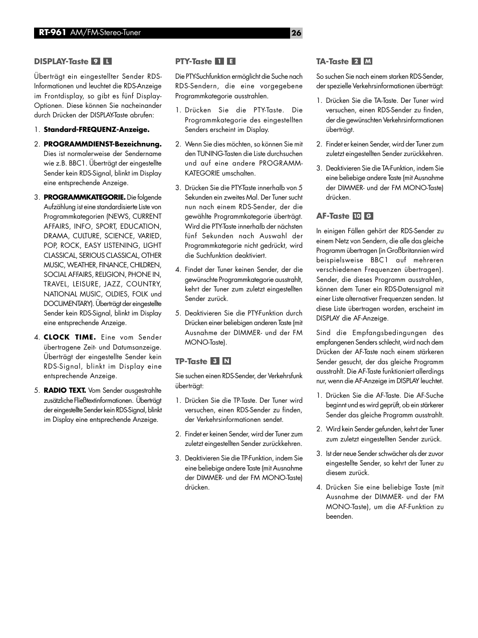 ROTEL RT-961 User Manual | Page 26 / 48