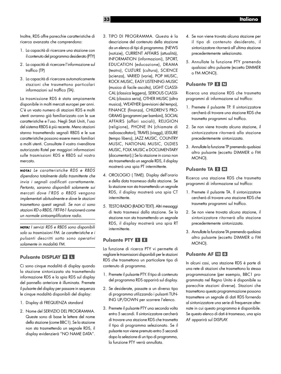 ROTEL RT-961 User Manual | Page 33 / 48