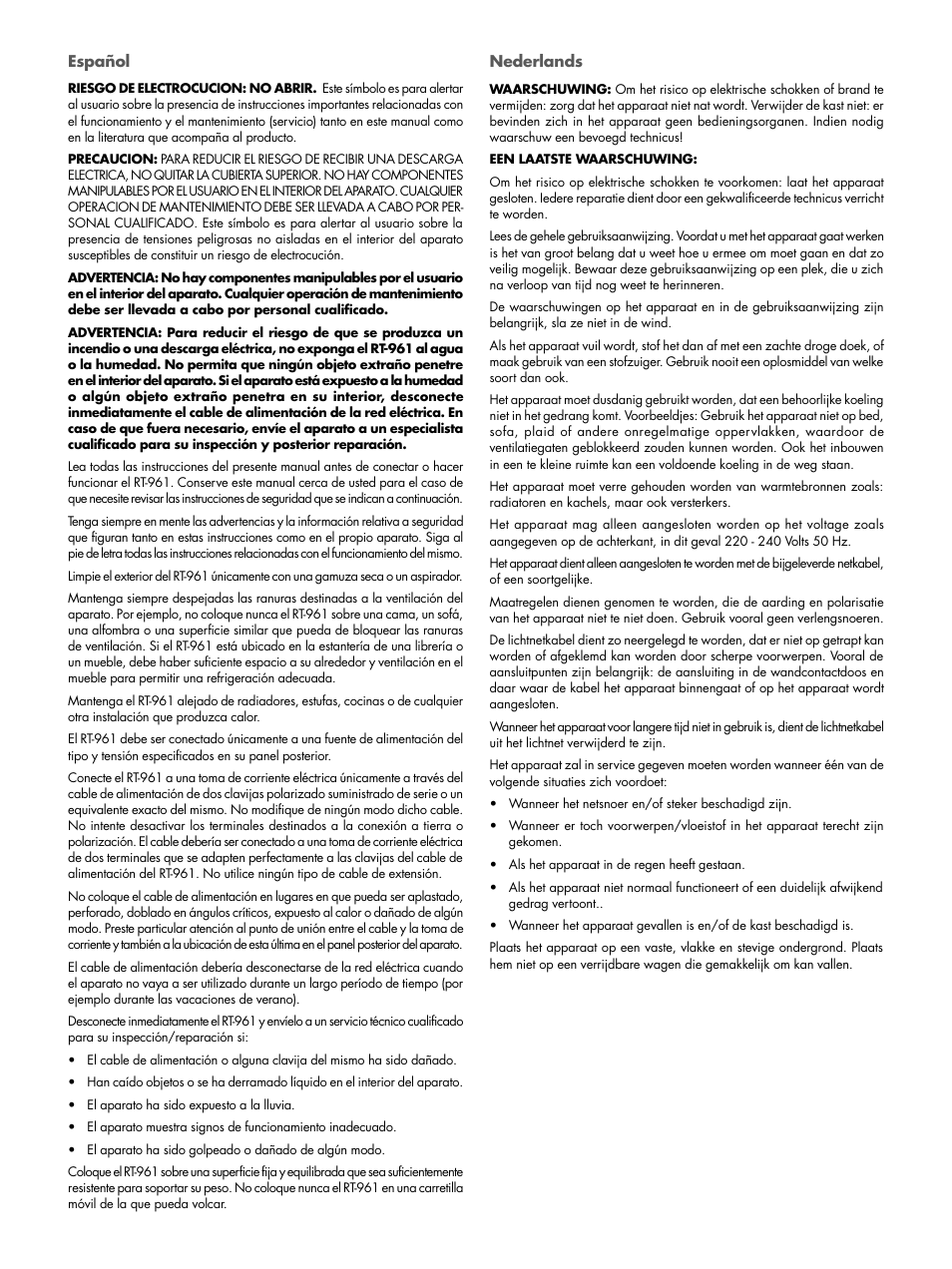 ROTEL RT-961 User Manual | Page 6 / 48