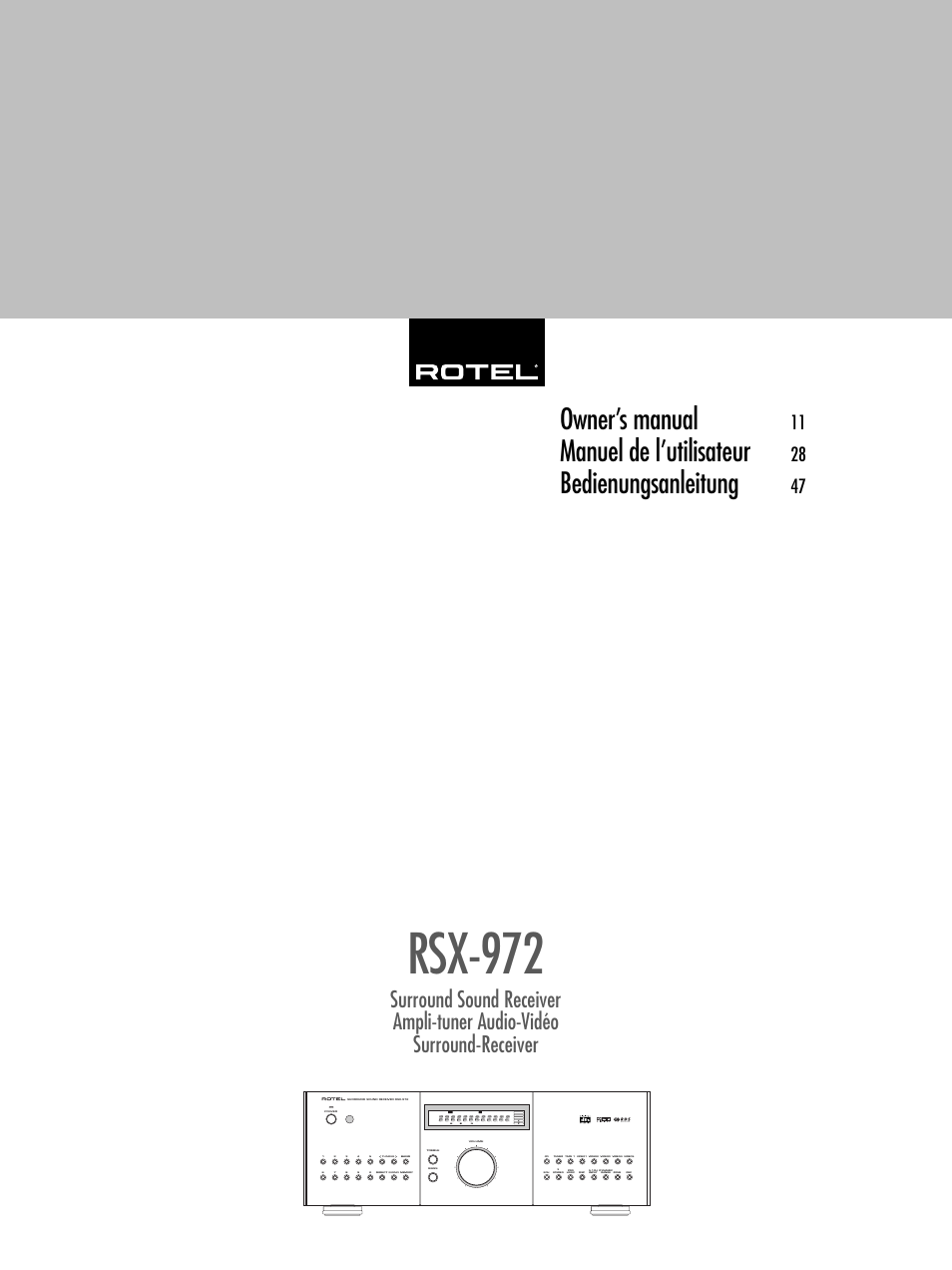 ROTEL RSX-972 User Manual | 68 pages