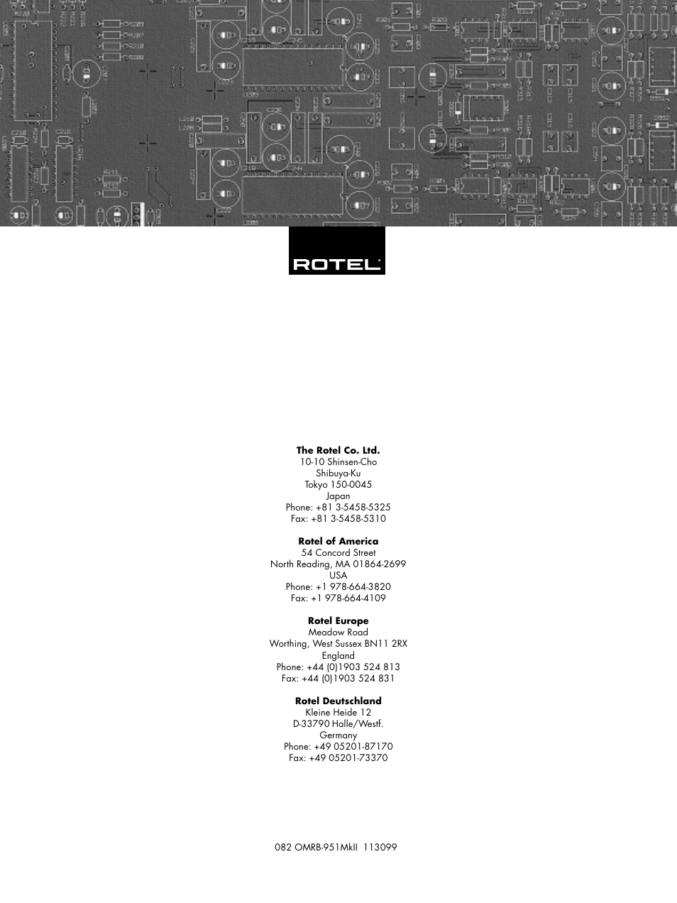 ROTEL RB-951MkII User Manual | Page 12 / 12