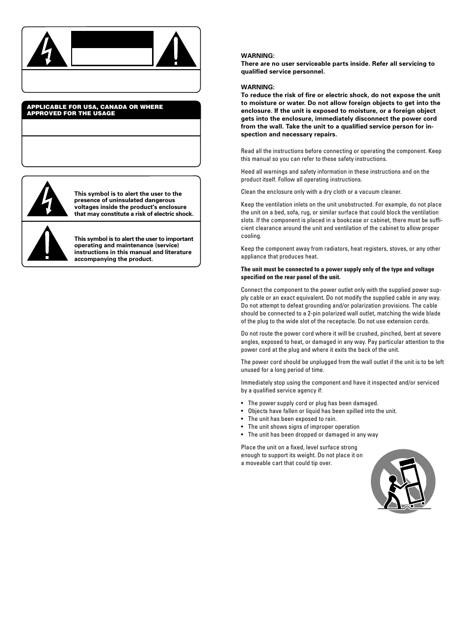 Caution | ROTEL RDA-986 User Manual | Page 2 / 8
