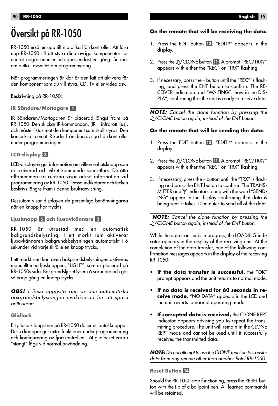 Översikt på rr-1050 | ROTEL RR-1050 User Manual | Page 13 / 50