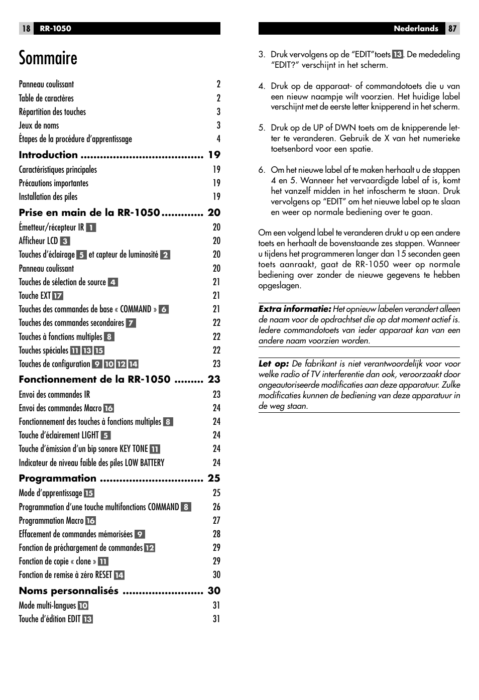 Sommaire | ROTEL RR-1050 User Manual | Page 16 / 50