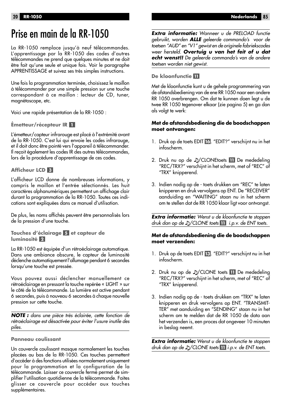 Prise en main de la rr-1050 | ROTEL RR-1050 User Manual | Page 18 / 50