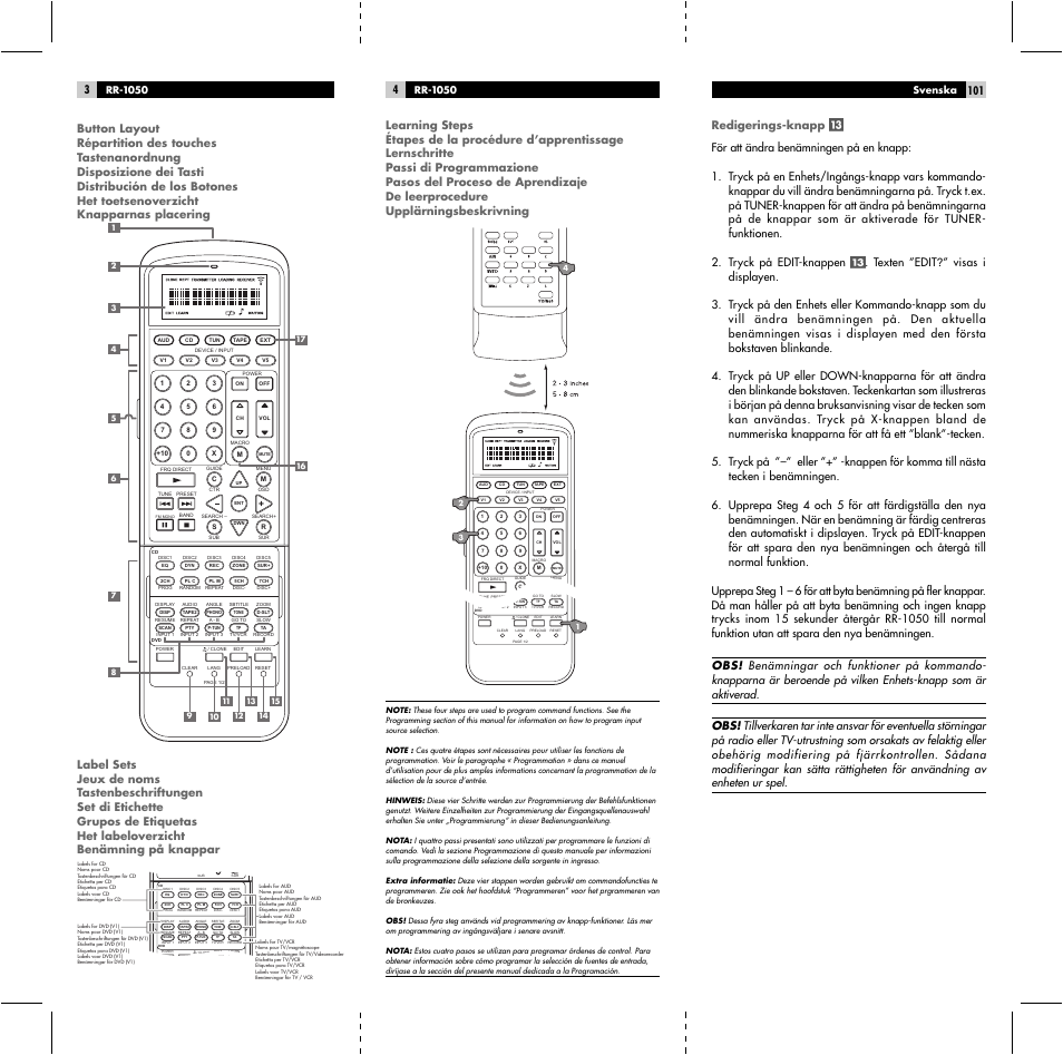 Rr-1050, Rr-1050 svenska | ROTEL RR-1050 User Manual | Page 2 / 50