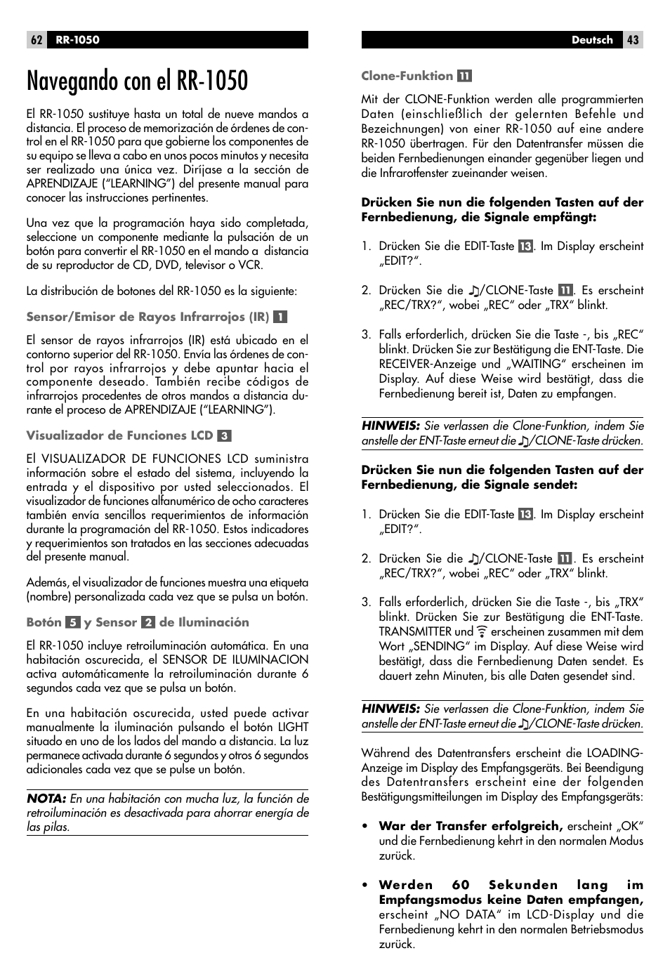 Navegando con el rr-1050 | ROTEL RR-1050 User Manual | Page 41 / 50