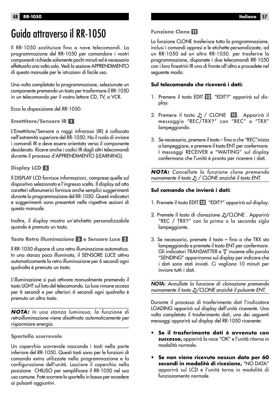 Guida attraverso il rr-1050 | ROTEL RR-1050 User Manual | Page 46 / 50