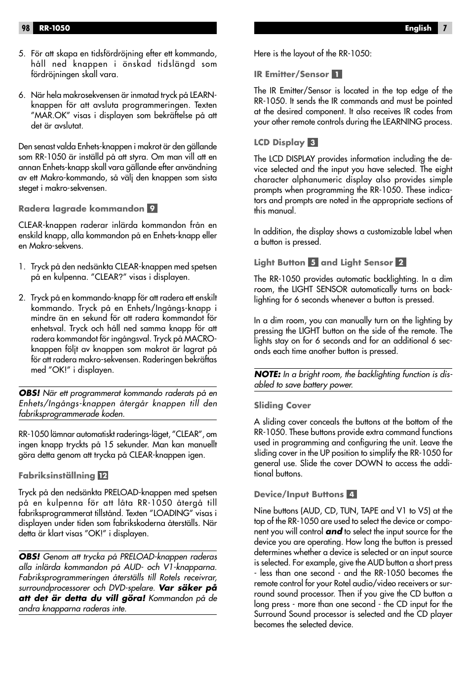 ROTEL RR-1050 User Manual | Page 5 / 50