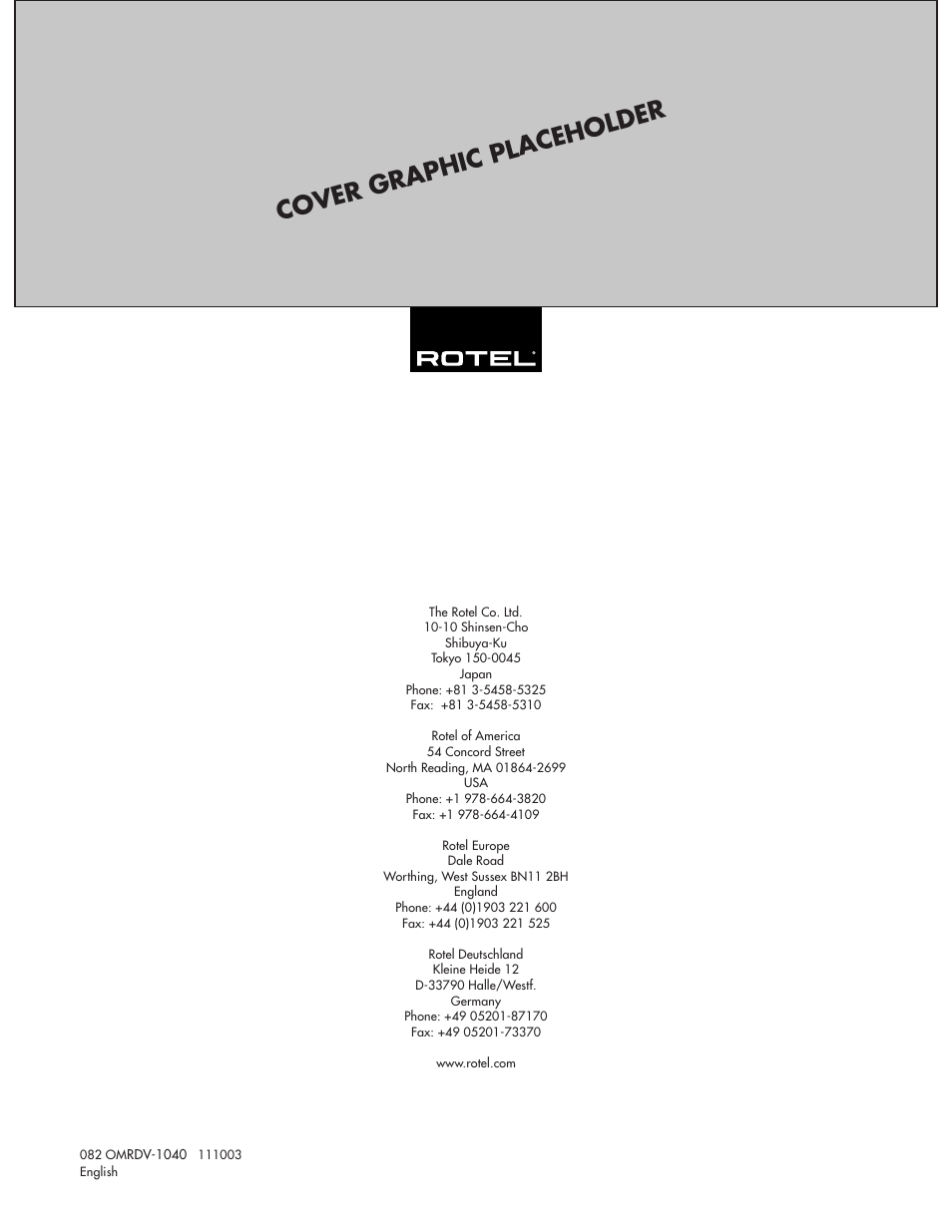 Cover graphic placeholder | ROTEL RDV-1040 User Manual | Page 30 / 31