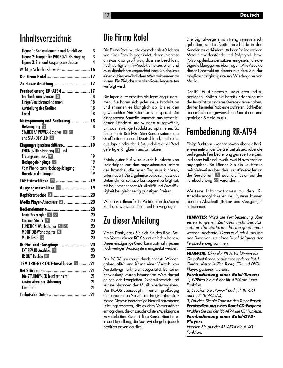 ROTEL RC-06 User Manual | Page 17 / 56