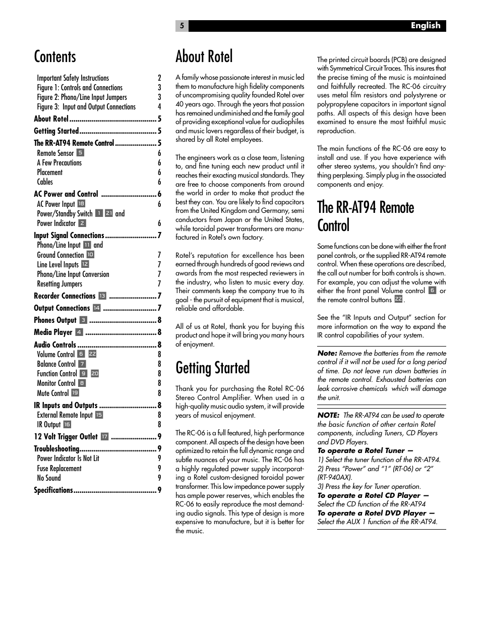 ROTEL RC-06 User Manual | Page 5 / 56