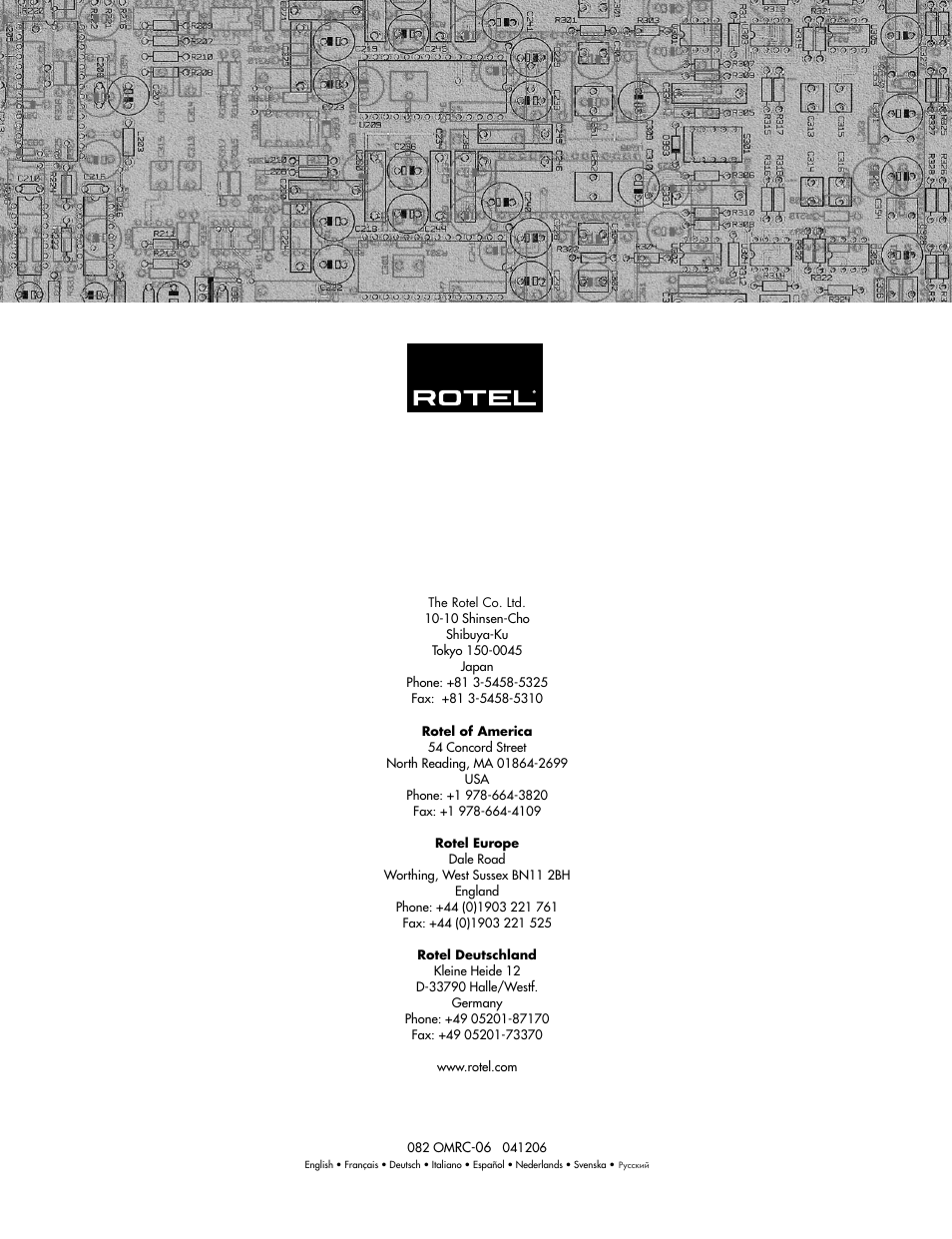 ROTEL RC-06 User Manual | Page 56 / 56