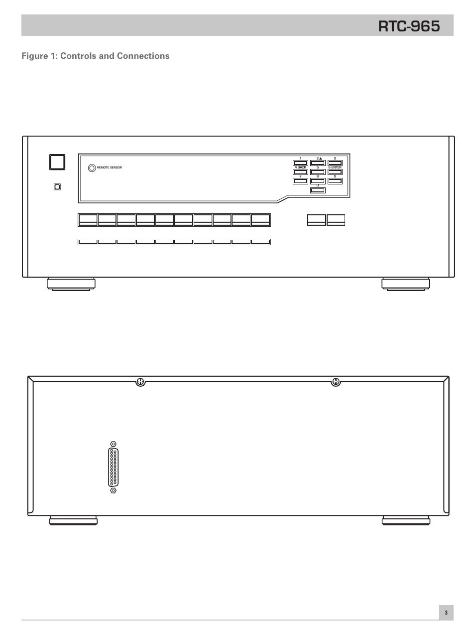 Figure 1: controls and connections, Rtc-965 | ROTEL RTC-965 User Manual | Page 3 / 24