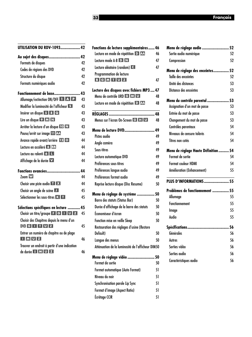 ROTEL DVD Audio/Video Player RDV-1093 User Manual | Page 33 / 104