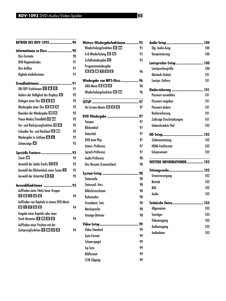 ROTEL DVD Audio/Video Player RDV-1093 User Manual | Page 82 / 104