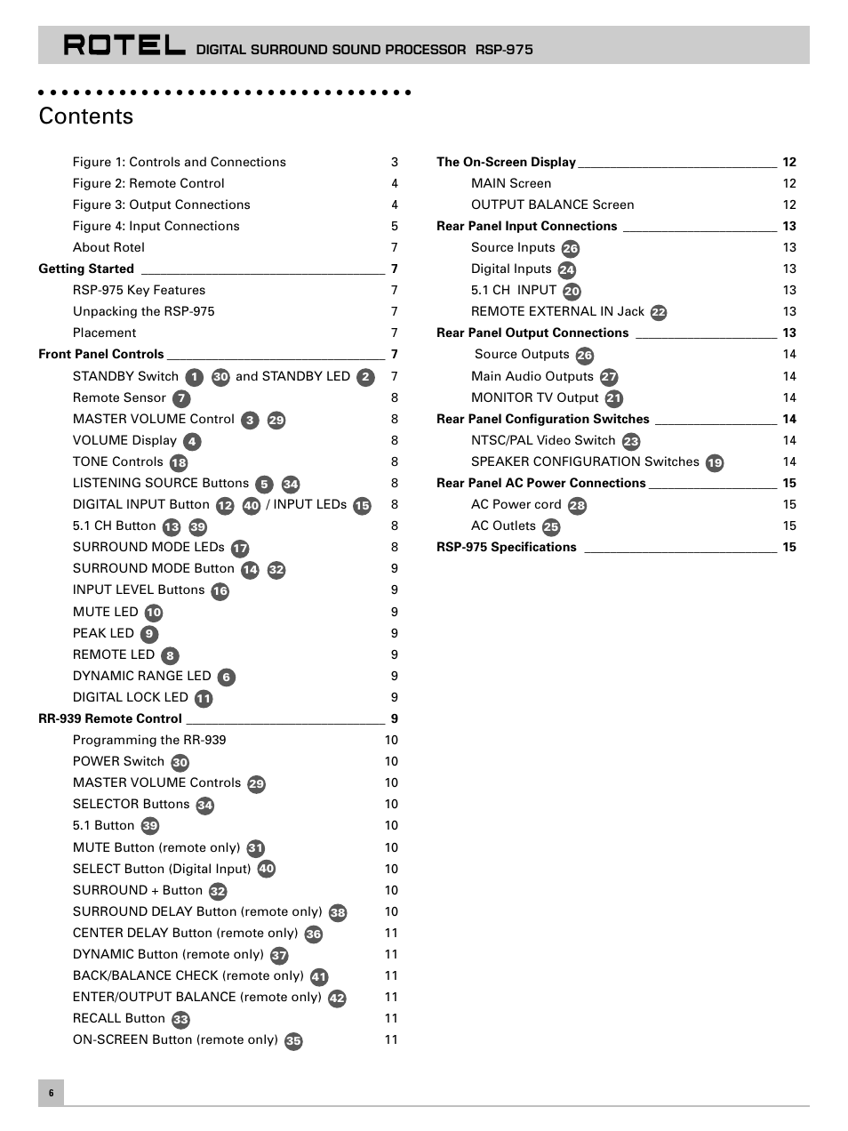 ROTEL RSP-975 User Manual | Page 6 / 16