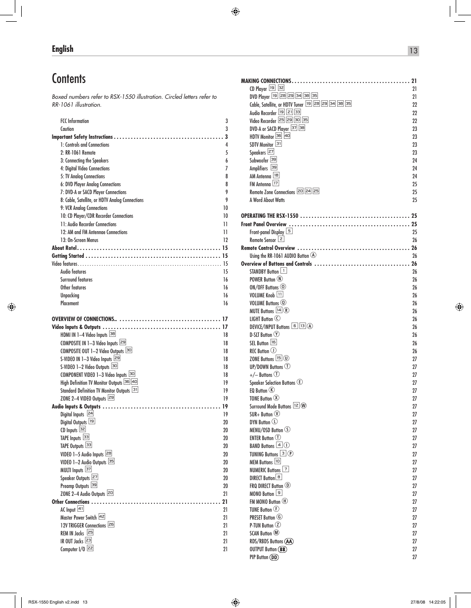 ROTEL RSX-1550 User Manual | Page 13 / 54