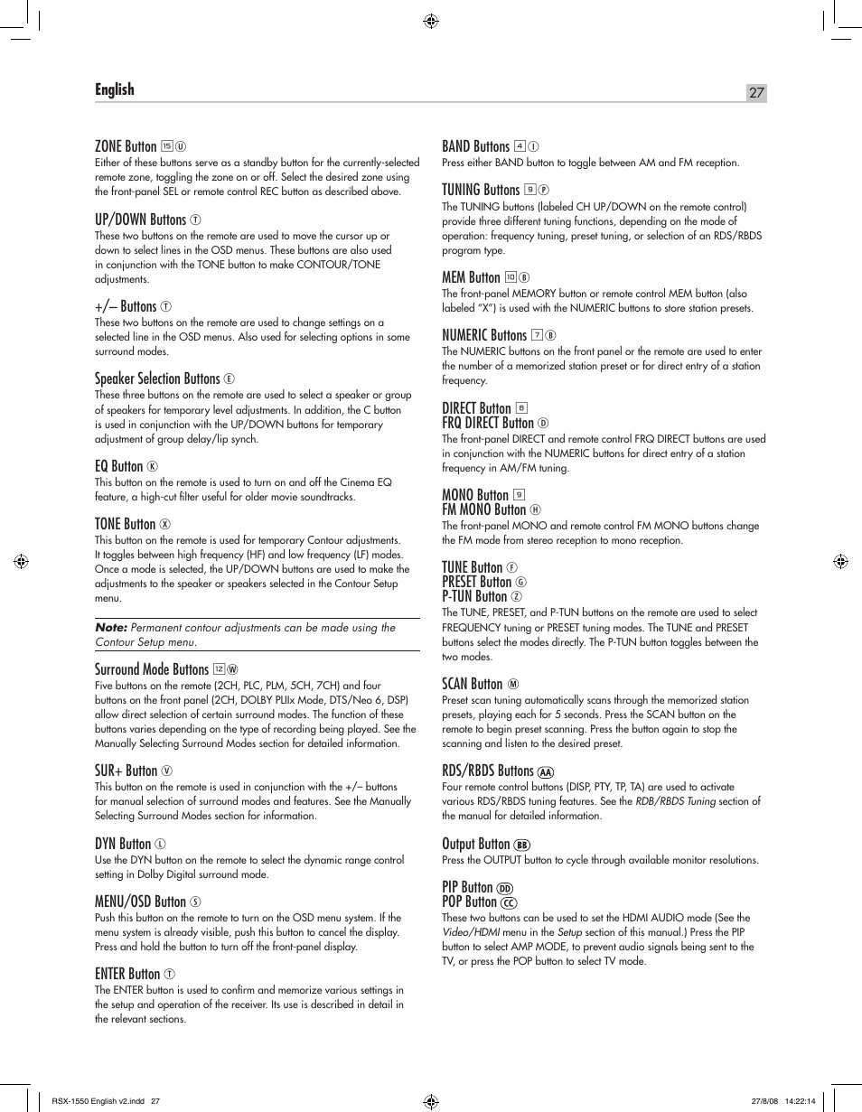 ROTEL RSX-1550 User Manual | Page 27 / 54