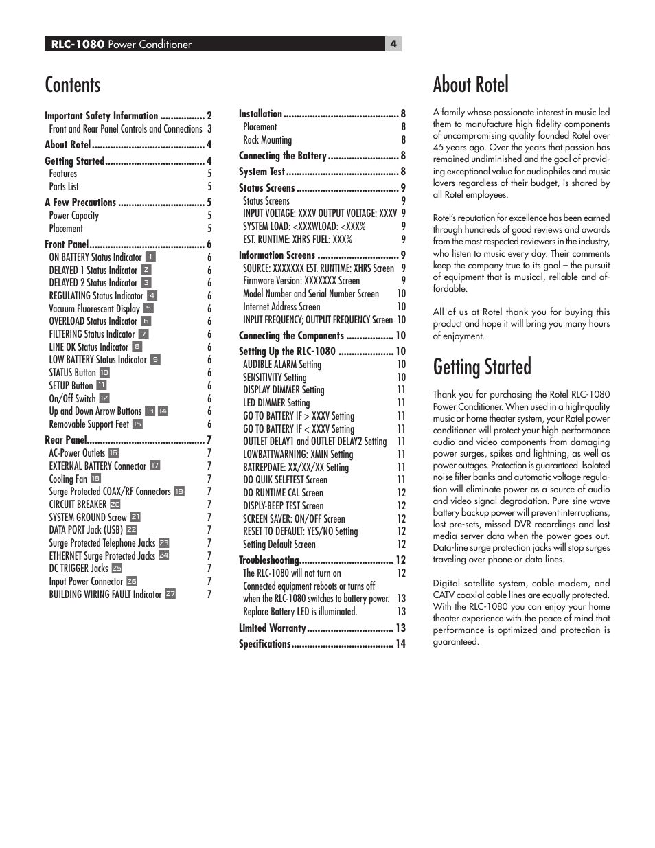 ROTEL RLC-1080 User Manual | Page 4 / 16