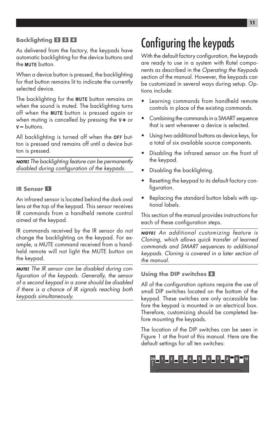 Conﬁguring the keypads | ROTEL RHB-200 User Manual | Page 11 / 18