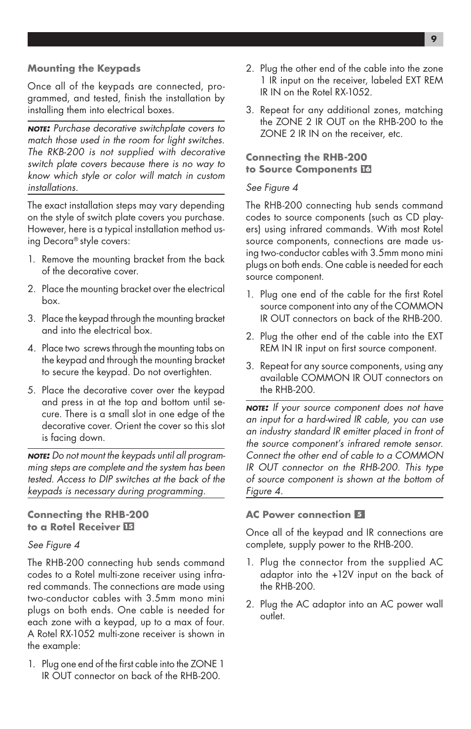 ROTEL RHB-200 User Manual | Page 9 / 18