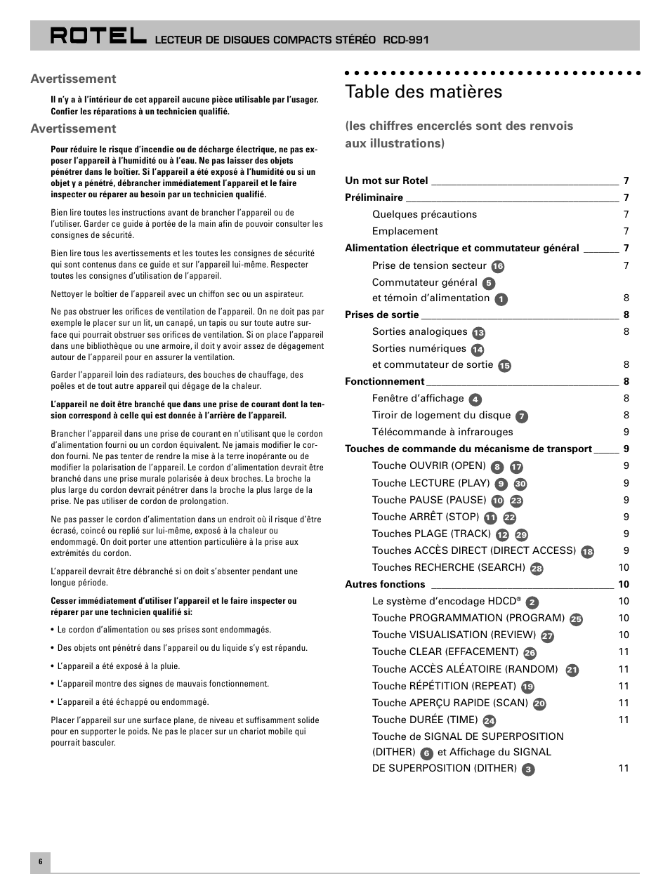 ROTEL RCD-991 User Manual | Page 10 / 30