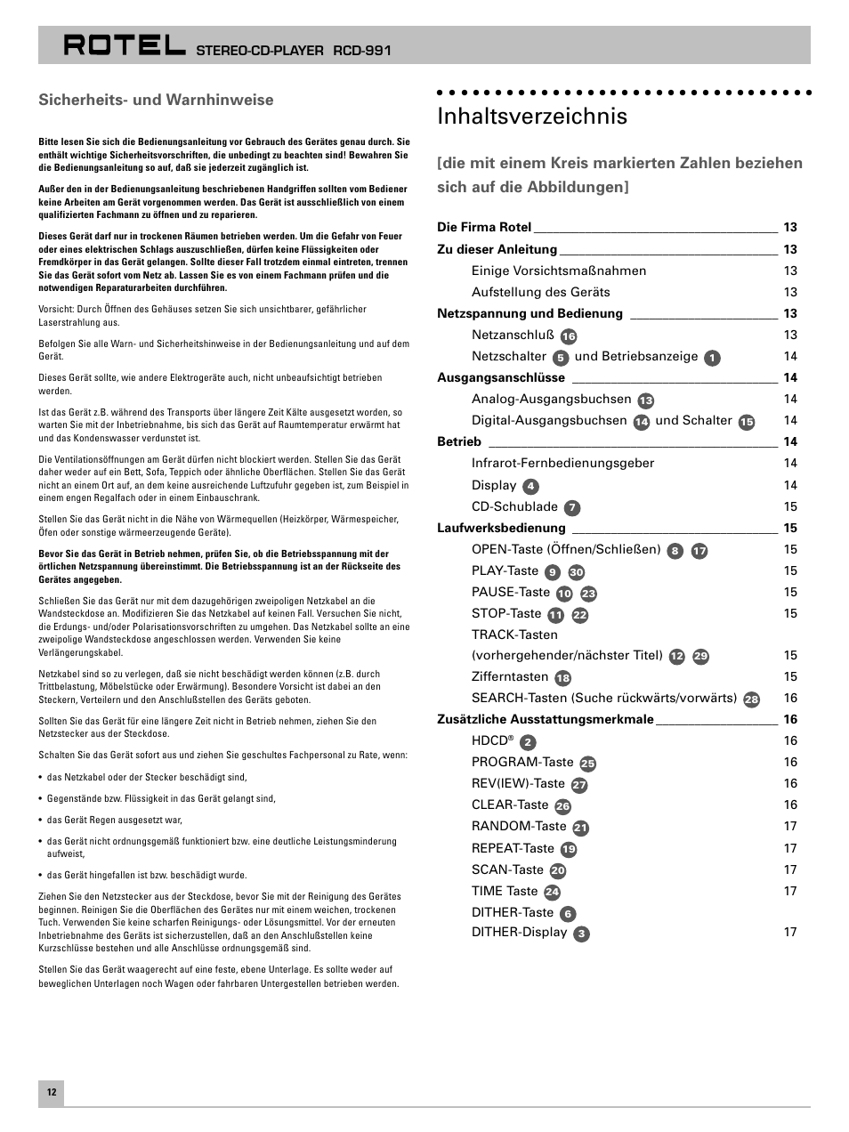 ROTEL RCD-991 User Manual | Page 16 / 30