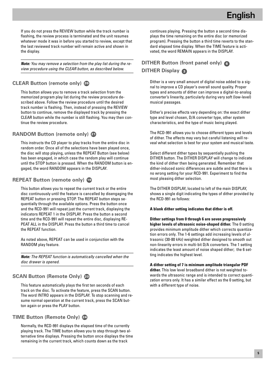 English | ROTEL RCD-991 User Manual | Page 9 / 30