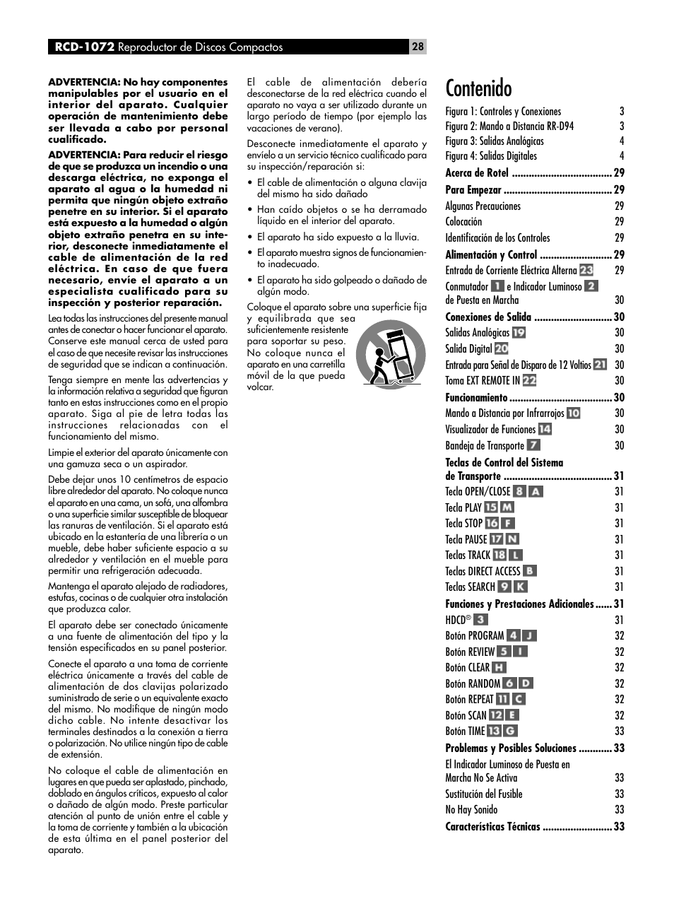 ROTEL HDCD Single Play Compact Disc Player RCD-1072 User Manual | Page 28 / 46