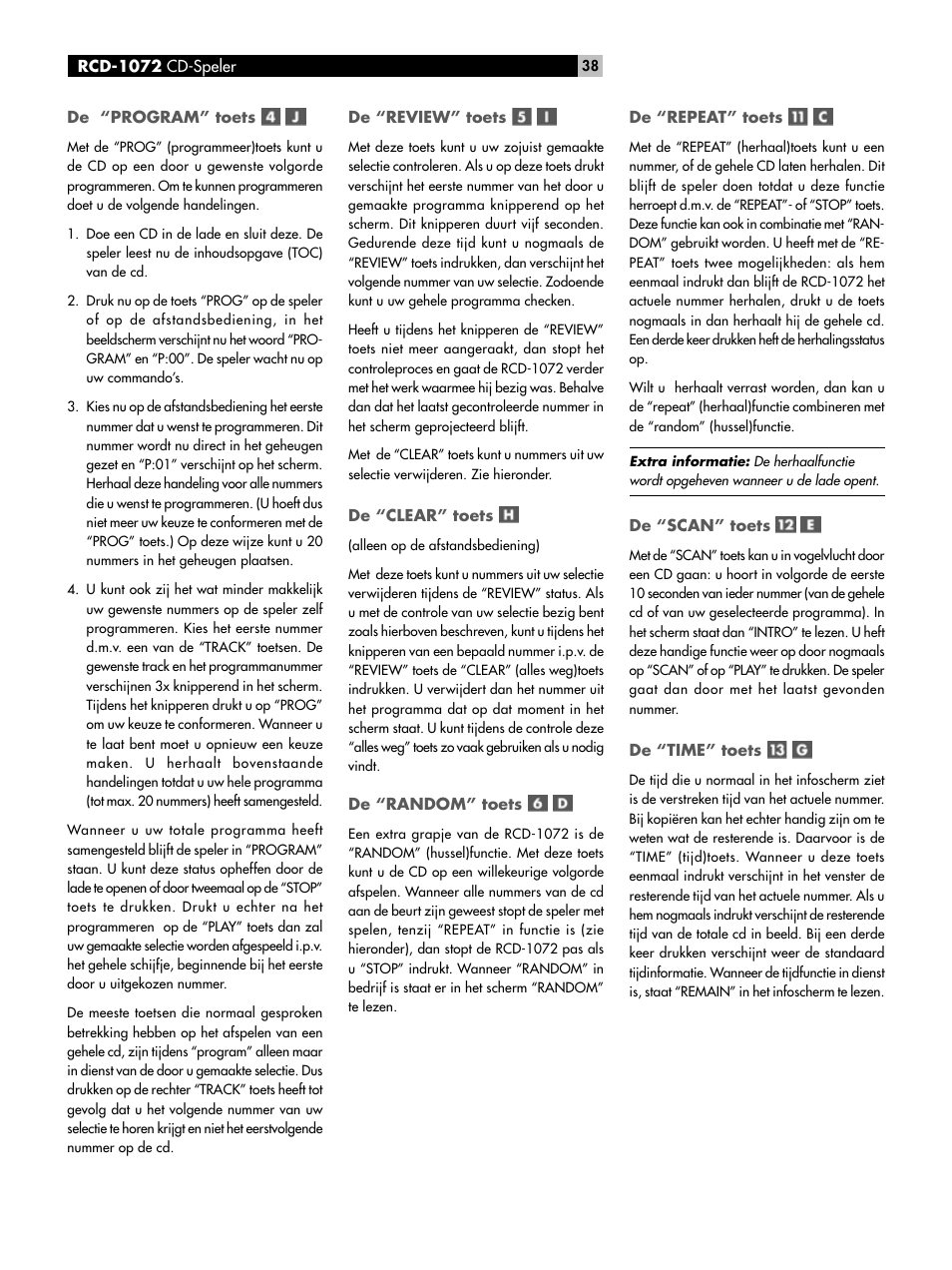 ROTEL HDCD Single Play Compact Disc Player RCD-1072 User Manual | Page 38 / 46