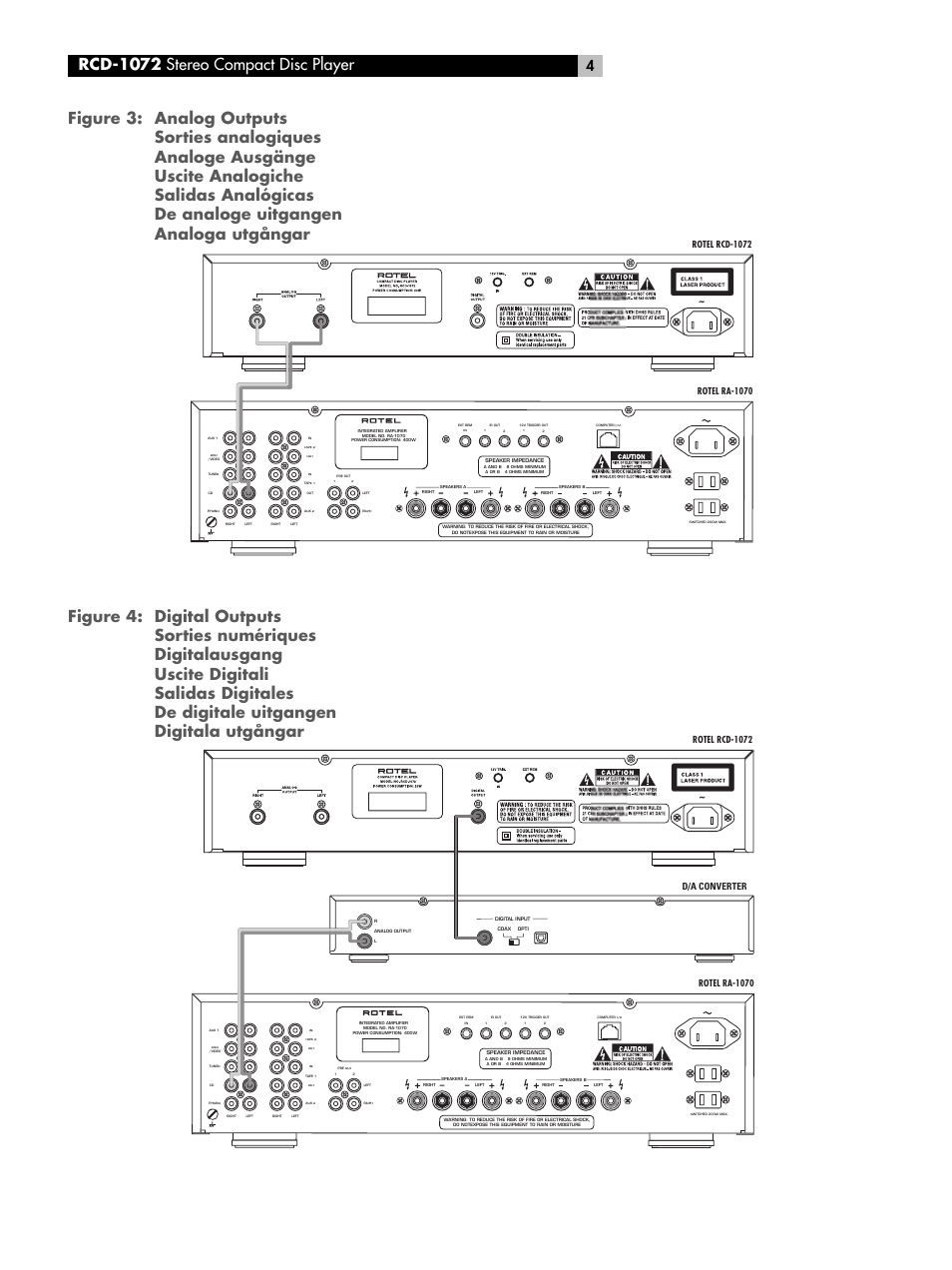 Rcd-1072 stereo compact disc player, D/a converter | ROTEL HDCD Single Play Compact Disc Player RCD-1072 User Manual | Page 4 / 46