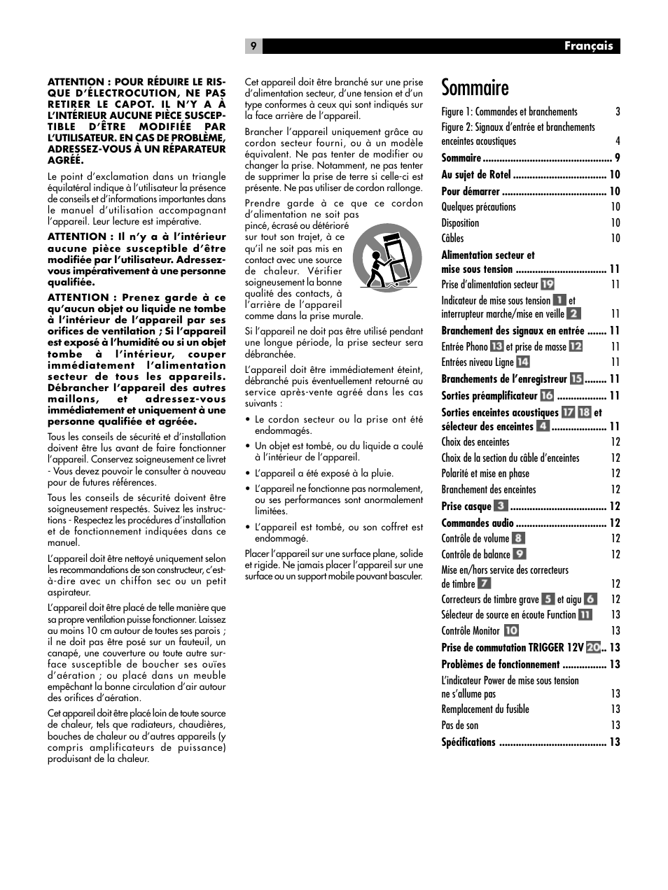 Sommaire | ROTEL RA-01 User Manual | Page 9 / 42
