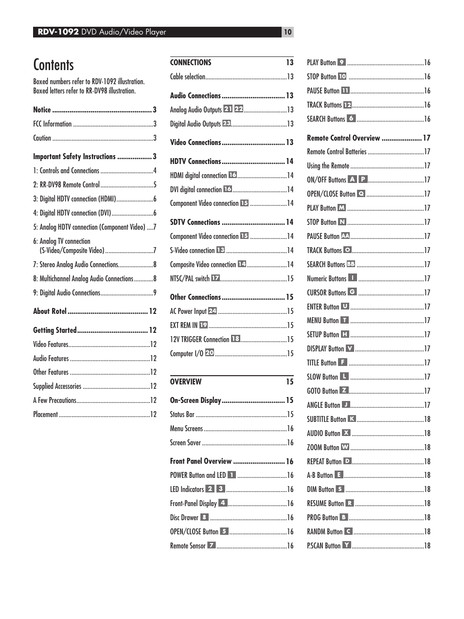 ROTEL DVD Audio/Video Player RDV-1092 User Manual | Page 10 / 32