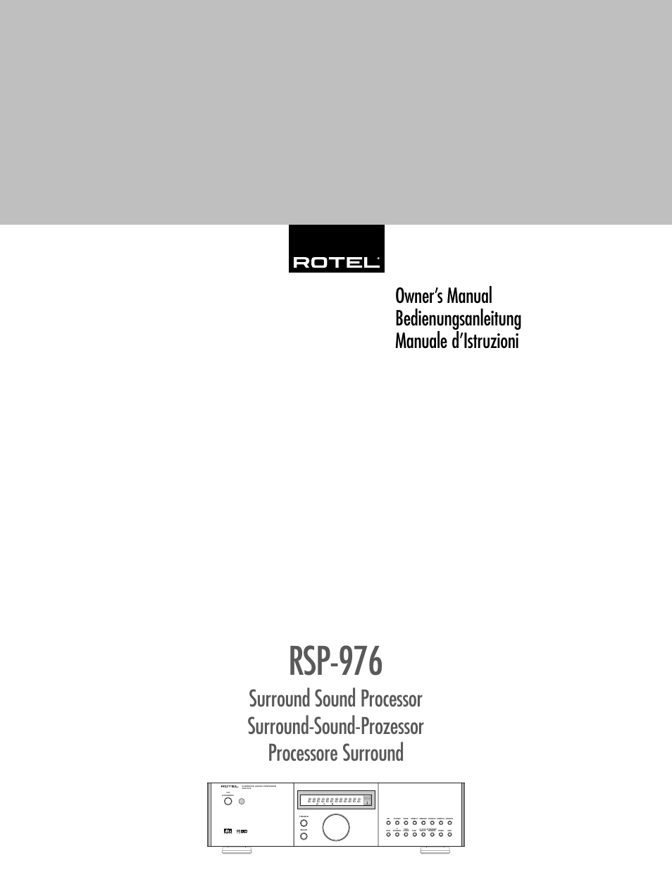 ROTEL Surround Sound Processor RSP-976 User Manual | 56 pages