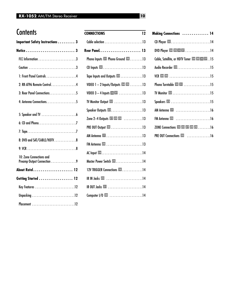 ROTEL RX-1052 User Manual | Page 10 / 85