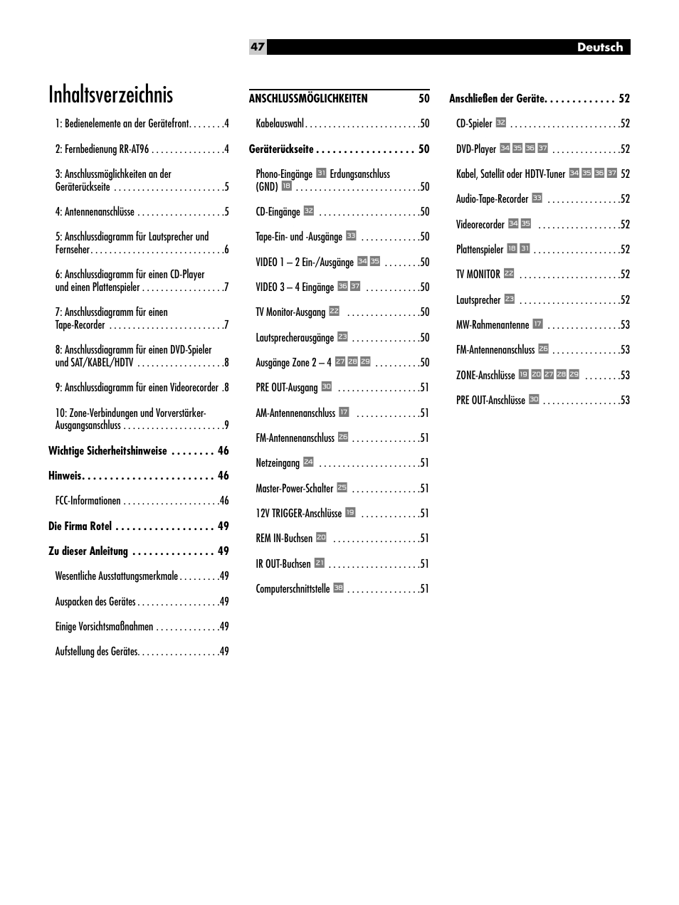 ROTEL RX-1052 User Manual | Page 47 / 85