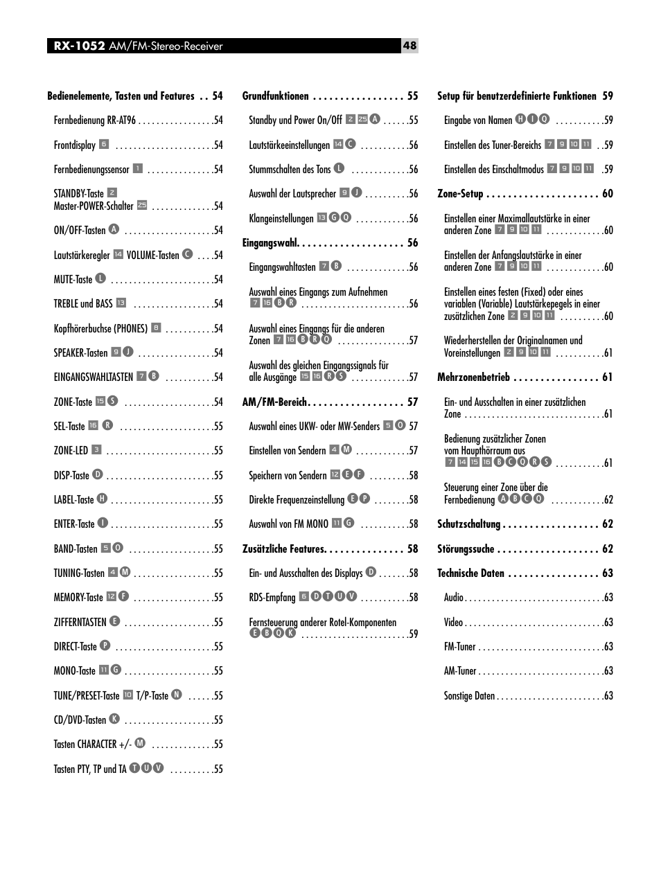 ROTEL RX-1052 User Manual | Page 48 / 85