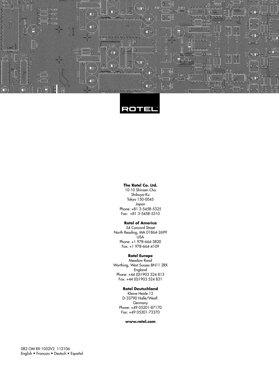 ROTEL RX-1052 User Manual | Page 85 / 85
