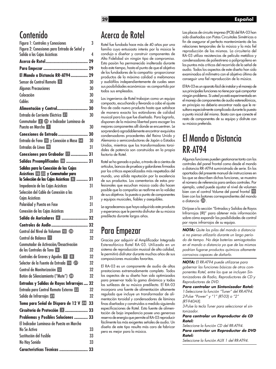 ROTEL RA-03 User Manual | Page 29 / 46