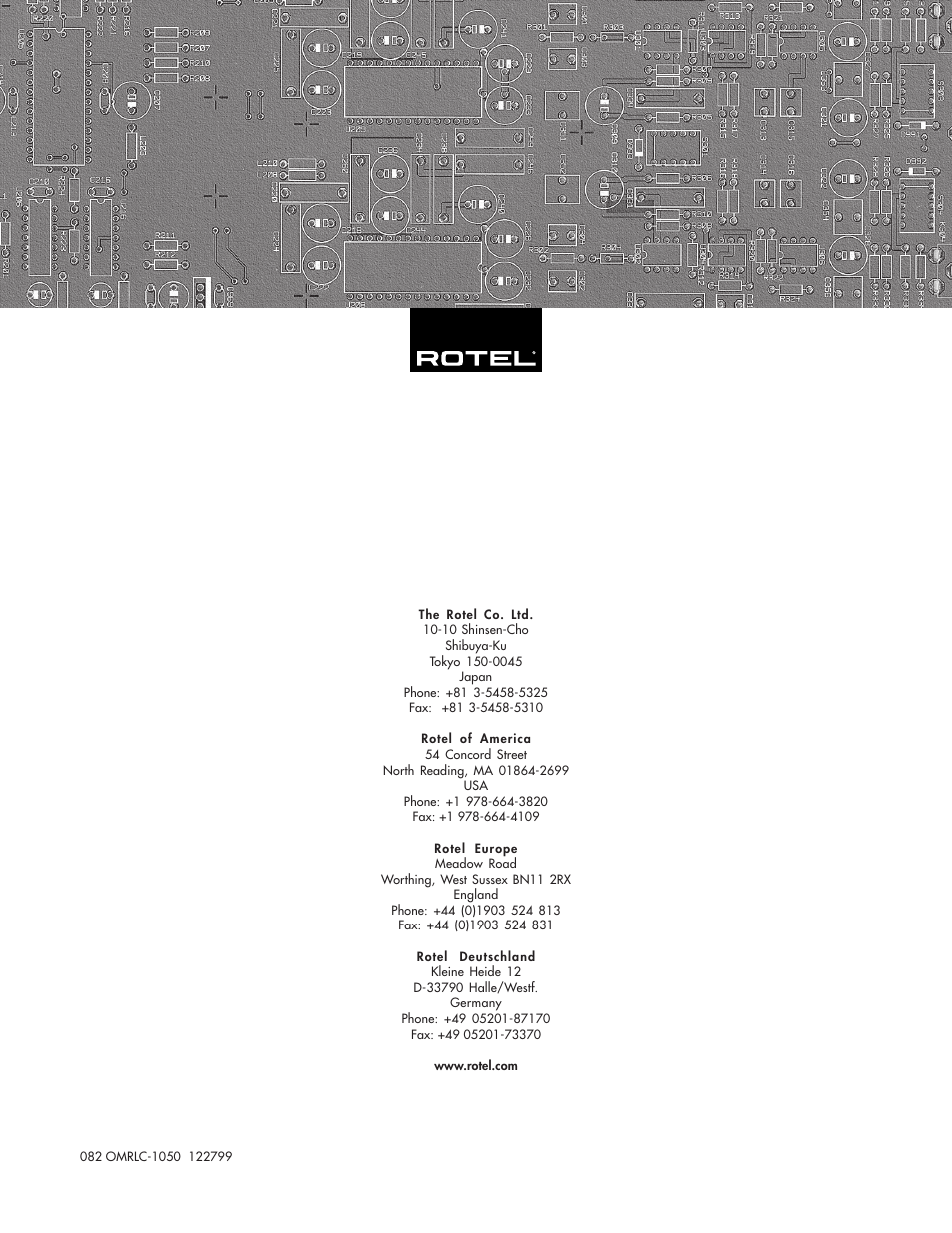 ROTEL RLC-1050 User Manual | Page 8 / 8