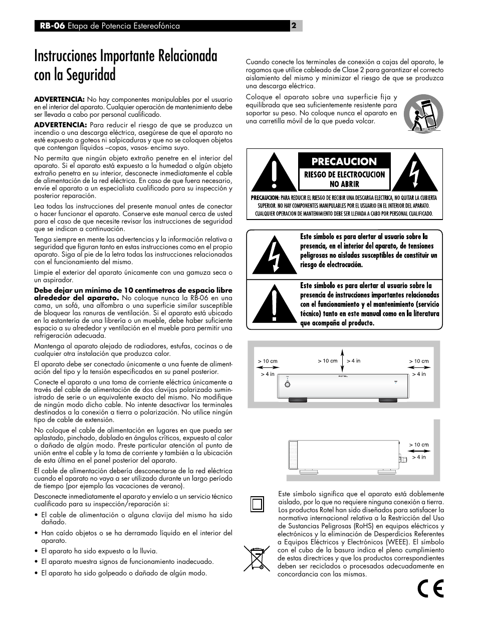 ROTEL RB-06 User Manual | Page 22 / 42