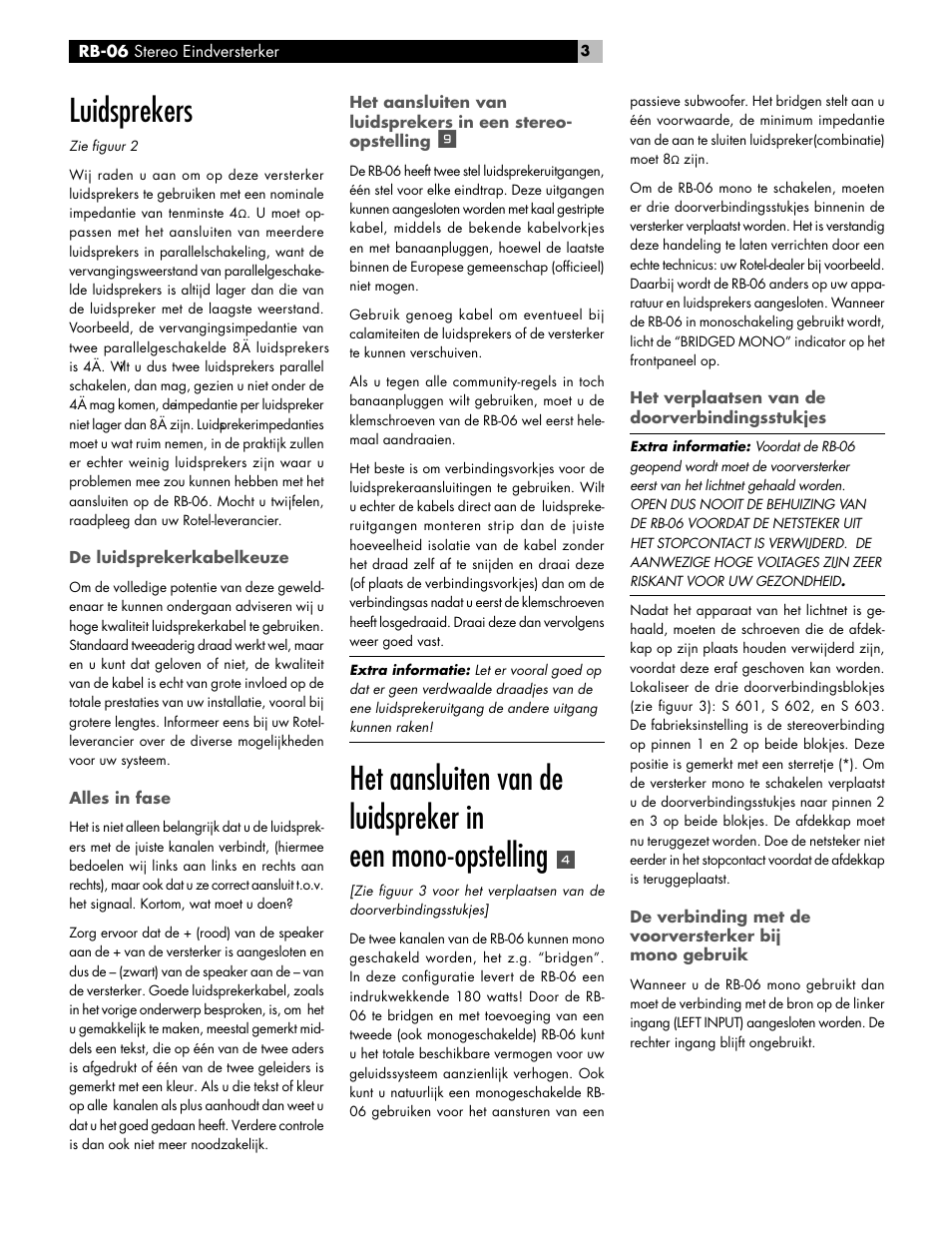Luidsprekers | ROTEL RB-06 User Manual | Page 30 / 42