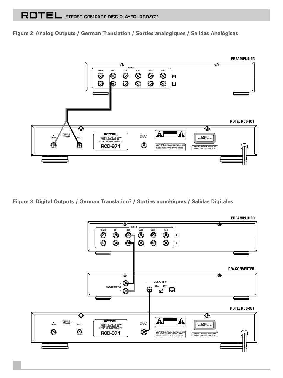 Rcd-971, Stereo compact disc player rcd-971, Preamplifier rotel rcd-971 | Preamplifier d/a converter rotel rcd-971 | ROTEL RCD-971 User Manual | Page 4 / 9