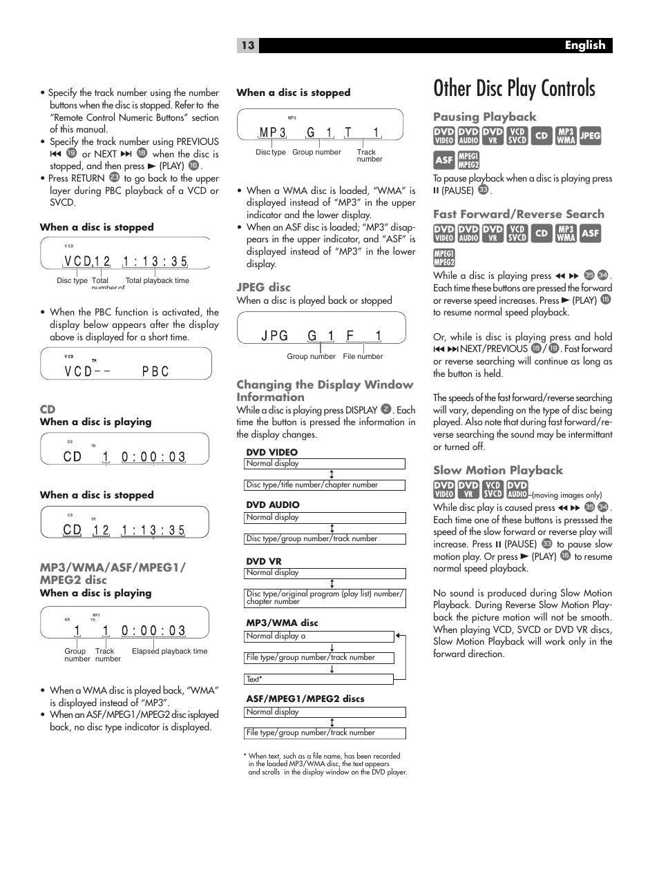 Other disc play controls | ROTEL RDV-1045 User Manual | Page 13 / 26