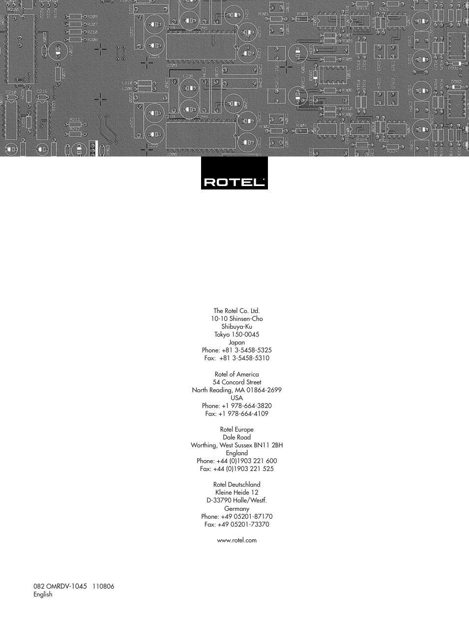 ROTEL RDV-1045 User Manual | Page 26 / 26