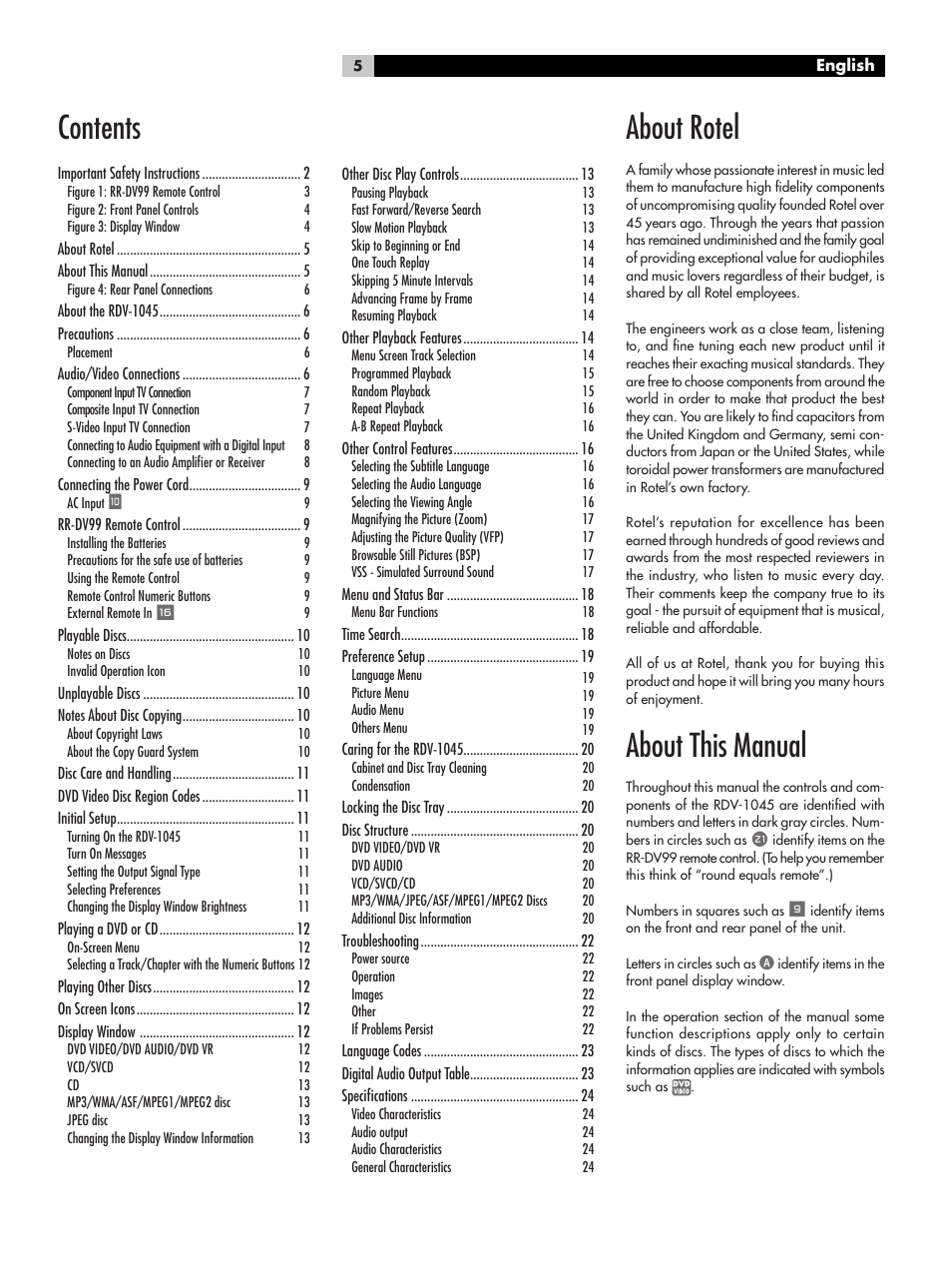 ROTEL RDV-1045 User Manual | Page 5 / 26